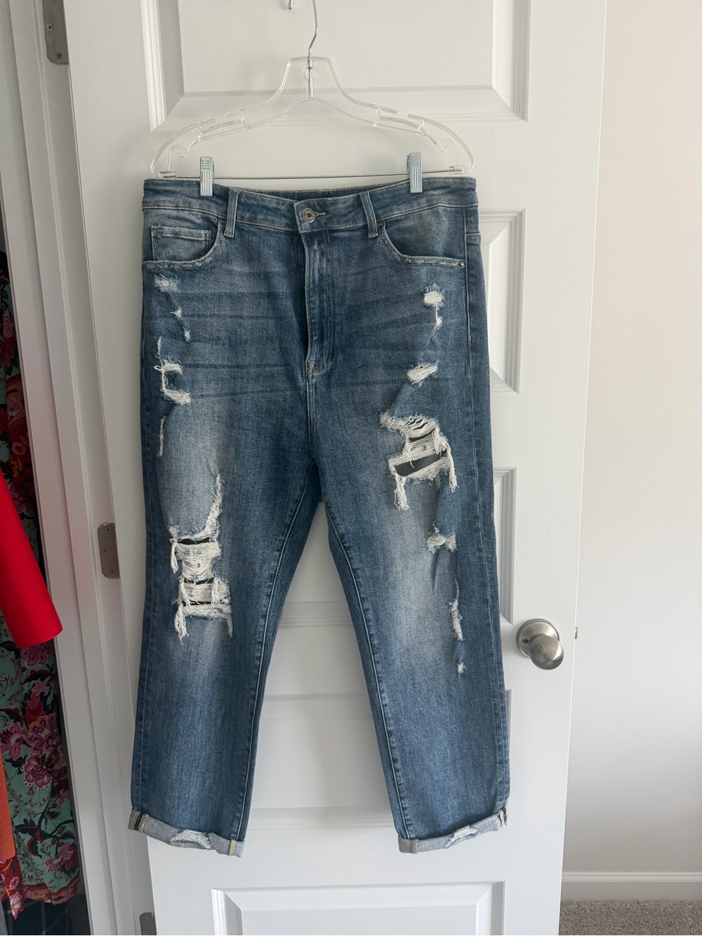 Distressed Blue Women's Jeans - Casual Ripped Denim